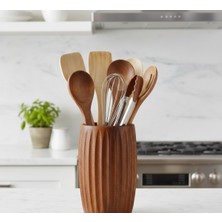 Feyza Design Doğal Ahşap Mutfak Kaşıklık, Şık ve Fonksiyonel Tezgah Üstü Organizer