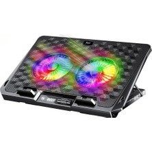 Odin Rgb Işıklı 2200RPM Çift Fan LED Display Laptop Notebook Soğutucu Stand