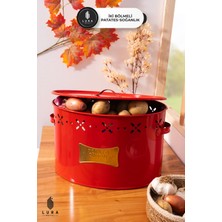 Feyza Design 2 Bölmeli Kırmızı Metal Patates ve Soğan Sepeti, 18 Lt Sebzelik