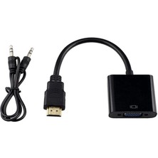Sanec HDMI To VGA Dönüştürücü + Ses Kablosu Siyah