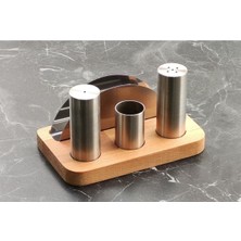 Feyza Design Paslanmaz Çelik ve Ahşap Seti, Kafe, Restoran ve Lokanta Için Şık Tasarım