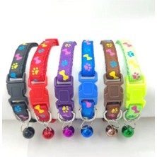 Pati Desenli Zilli Kedi Boyun Tasması 19X1 cm Fıstık Yeşil