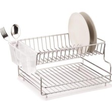 Feyza Design Iki Katlı Krom Şeffaf Tabaklık, Şık ve Kullanışlı Bulaşıklık Organizer