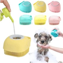 Şampuan Hazneli Kedi Köpek Evcil Hayvan Yıkama Kesesi Silikon Banyo Masaj Tarak Duş Fırçası