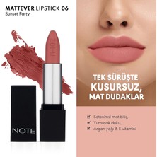 Note Mattever Lipstick 06 Sunset Party Yarı Mat Saten Bitişli Ruj, Pembe