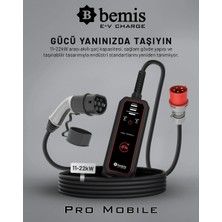Bemis Pro Mobile Elektrikli Araç Taşınabilir Şarj Cihazı 11-22KW - 8 Metre  - Çanta ve Dönüştürücü Hediye