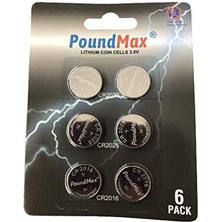 Poundmax Süper Karışık CR2032 CR2025 CR2016 3 V Lityum Düğme Pil (6'lı Paket)