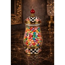 Feyza Design Şeffaf Porselen Detaylı 1 Litre Cam Kavanoz