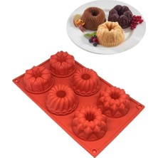 Ckm Silikon Muffin 3D Figürlü 6lı Kek Çörek Çikolata Kalıbı Silikon Muffin Kalıp Kırmızı