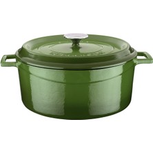 Döküm Yuvarlak Tencere, Trendy, 28 Cm, 6.71 L Hacim, Yeşil