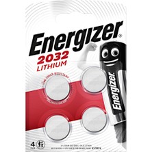Energizer Lithium CR2032 4'lü Pil, Krom/siyah/kırmızı