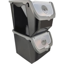 Digithome 2'li Soğan Patates Saklama Kabı 12 Litre - Gri