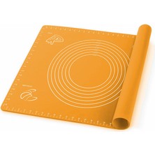 Silikon Hamur Matı, Pizza ve Tatlı Hazırlamak Için Ölçekli, 45X65 cm (Turuncu)