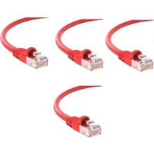 Tkz 10 Metre Kırmızı Cat6 RJ45 Lan Kablosu Uçları Fabrikasyon Takılı Bilgisayar Modem Internet Ether