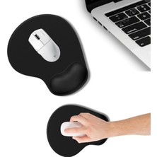 MP01 - Elips Bilek Destekli Mouse Pad | Konforlu, Kaymaz Taban, Ergonomik, Yumuşak, Ev,ofis (Siyah)