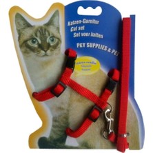 Kedi Boyun Tasması ve Gezdirme Seti No: 118 Kırmızı