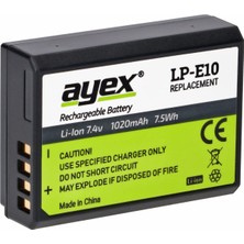 Ayex LP-E10 Batarya 1300D, 1200D, 1100D, Rebel T3, T5 Için