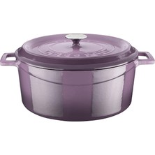 Cookware Yuvarlak Fırın Kabı, Çap 28 Cm, Dökme Demir, Lila, 28 cm