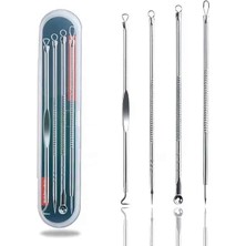 Hoala Hoala Akne ve Siyah Nokta Temizleyici Komedon Seti, 4 Parçalı Paslanmaz Kutulu Cilt Temizleme