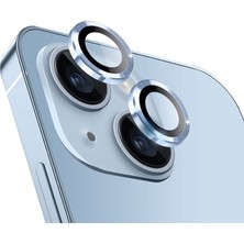 Iphone 14-14 ile Uyumlu Alüminyum Alaşım Çerçeveli Tempered Glass Kamera Lens Koruyucu Kırılmaz Cam
