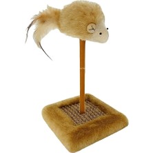 Sesli Fare Tırmalama Oyuncağı, Hacıyatmaz Tasarım, Tüylü Fare Başlıklı Sisal Tırmalama Tahtası, Evci