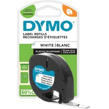 Dymo Letratag Plastik Şerit (12 mm x 4 Mt), Beyaz (59422)