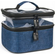 Kot Mavi Renkli, Iki Bölmeli, Profesyonel, Çok Amaçlı Çanta, Makyaj Çantası, Kozmetik Seti Organizer