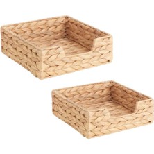 Feyza Design Çok Amaçlı Hasır Ekmeklik ve Peçetelik Seti 2'li 18X18 cm ve 23X23 cm