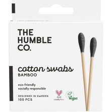 The Humble Co. Doğal Pamuklu Çubuklar | Siyah | Biyobozunur, Çevre Dostu, Vegan | Kulaklar, Makyaj,