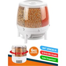 Feyza Design Dönebilen 6 Bölmeli Hava Geçirmez Bakliyat Organizeri, Pratik Saklama