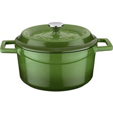 Metal Döküm Yuvarlak Tencere, 20 Cm, Yeşil