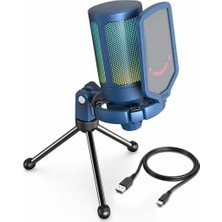 Fifine Ampligame A6V Yayıncı - - - Podcast - Youtuber Rgb USB Mikrofon (Mavi)