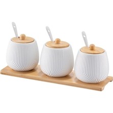 Feyza Design 3'lü Baharat Takımı, Beyaz, Modern ve Şık Tasarım