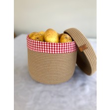 Feyza Design Yıkanabilir Astarla Dekoratif Kapaklı Patates ve Soğan Sepeti