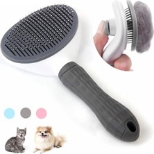 Canderel Otomatik Temizlenen Tuşlu Evcil Hayvan Tarağı Fırçası Kedi Köpek Tüy Toplayıcı Tarak Gri