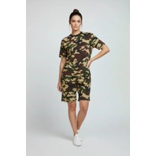 paris store Kamuflaj Desenli Tişört Şort Takım – Günlük Rahat Kesim Yazlık 2’li Kombin - Kamuflaj