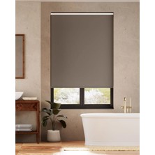 YS Perde Tasarım Matsun Keten Kalın Lüx Güneşlik Stor Perde, Alüminyum Kasalı Yüksek Kaliteli - Kahve MTS/QW1810