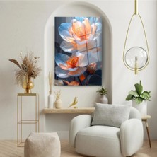 Glitglass Şeffaf Ipeksi Çiçekler Desenli Pastel Tonlarda Sanatsal Temperli Cam Tablo