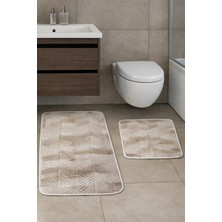 Kaymaz Tabanlı 2’li Banyo Paspas Seti – Yıkanabilir, Su Emici, Toz & Leke Tutmaz Klozet Takımı