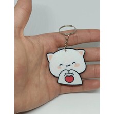 Anka Atölye Sevimli Kalpli Kedi Anahtarlık / Çanta Süsü – Sevgililer Günü Romantik Hediye Aksesuar 3D Baskı