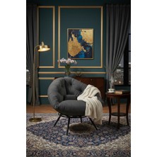 AVYNA Neo-Klasik Lüks Tekli Koltuk Berjer – Minderli ve Yastıklı, Ergonomik ve Şık Tasarım - Füme