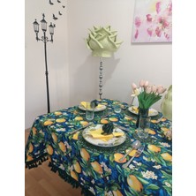 Rose Bloome Masa Örtüsü Dijital Desen Püskül Detay 140*200