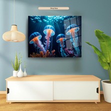 Glitglass Dekoratif Modern Deniz Anası Temalı 4mm Temperli Kırılmaz Cam Tablo - Derin Deniz Esintisi