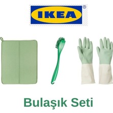 Feyza Design Yeşil Bulaşık Kurutma Örtüsü 44X36 Cm, Rınnıg Temizlik Eldiveni, Antagen Fırça