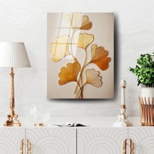 Glitglass Altın Ginkgo Yapraklı Cam Tablo - 4mm Temperli Cam
