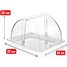 Feyza Design Beyaz Renk Tepsili Menteşeli Kek ve Pasta Fanusu, Güvenli ve Şık Tasarım