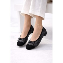 Slipcat Klasik Şıklık Pullu Simli Babet Ayakkabı Ofis & Günlük Kullanım