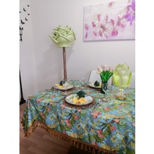 Rose Bloome Masa Örtüsü Dijital Desenli Püskül Detay 140*200