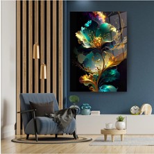 Glitglass Cam Tablo Göz Alıcı Çiçek Motifi