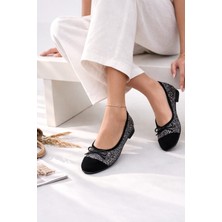 Slipcat Klasik Şıklık Pullu Simli Babet Ayakkabı Ofis & Günlük Kullanım